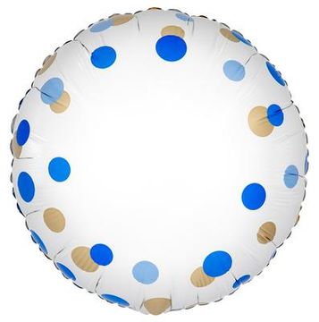 Oaktree 18"inch Blue Gold Confetti No Message Metallic - Foil Balloons